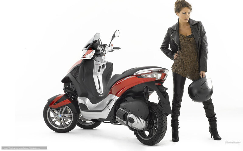Woman with Scooter — Red, Confident
