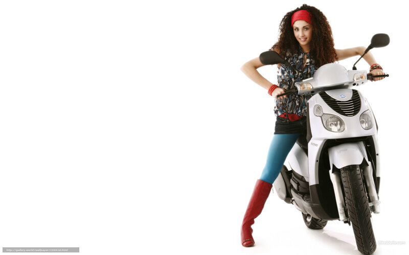 Woman with Scooter — White, Confident, Photograph, Red Headband