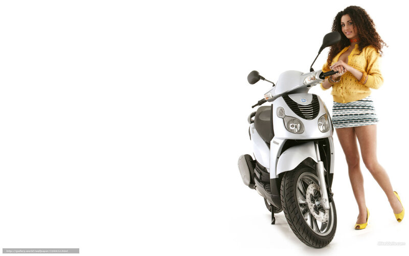 Woman with Scooter — White, Confident