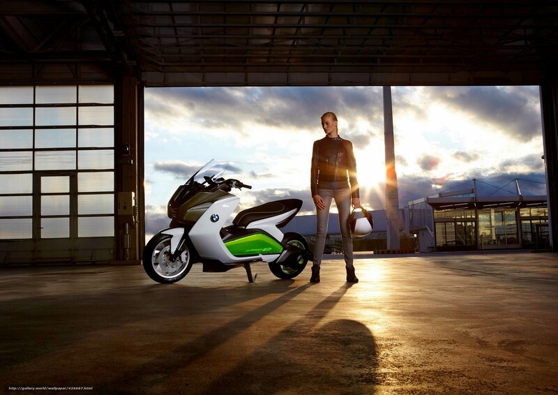 Woman with Scooter — White, Dramatic