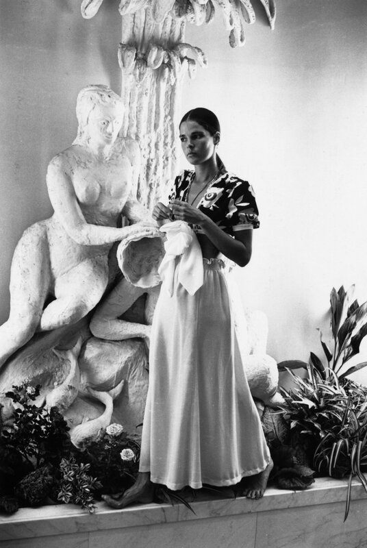 woman with sculpture