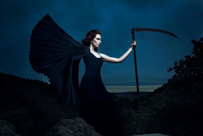 Woman with Scythe — Black, Dramatic, Night