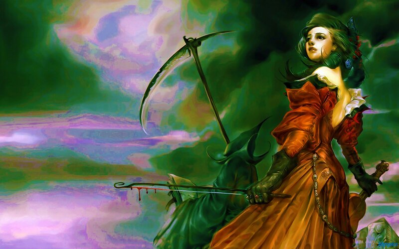 Woman with Scythe — Green