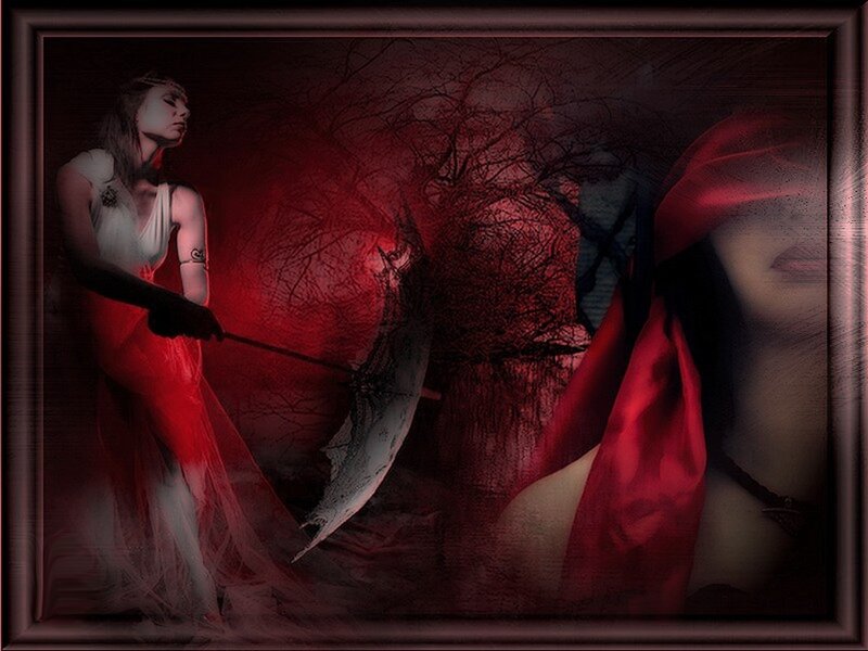 Woman with Scythe — Red, Dark