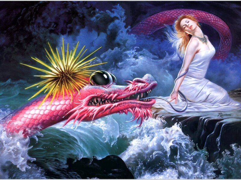 woman with sea dragon