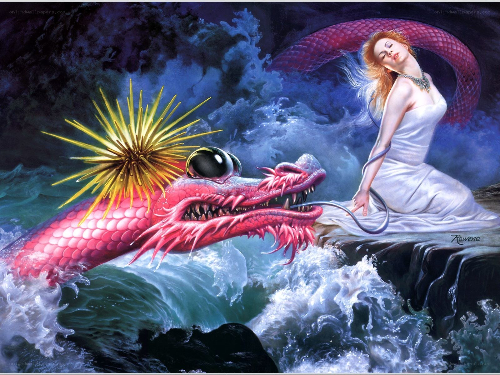 woman with sea dragon