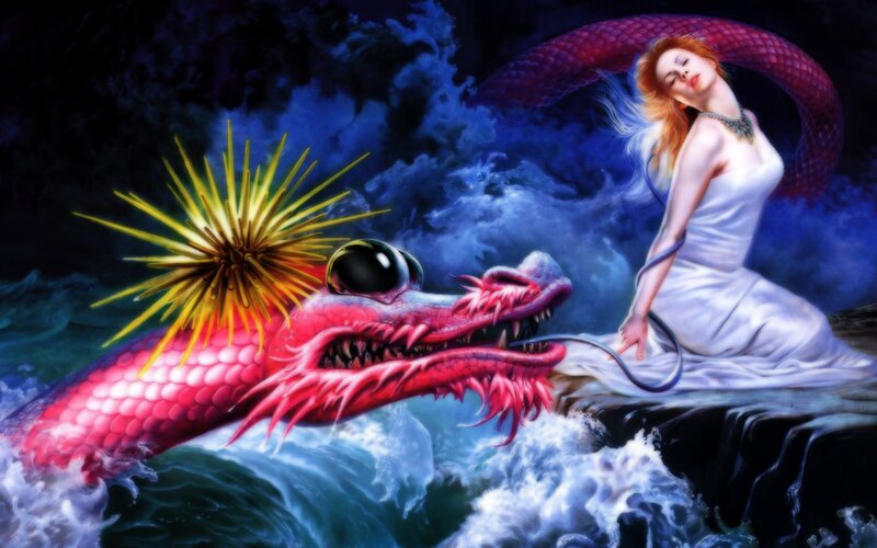 woman with sea dragon