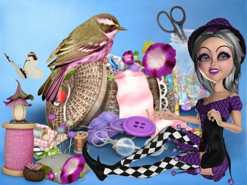Woman with Sewing Supplies