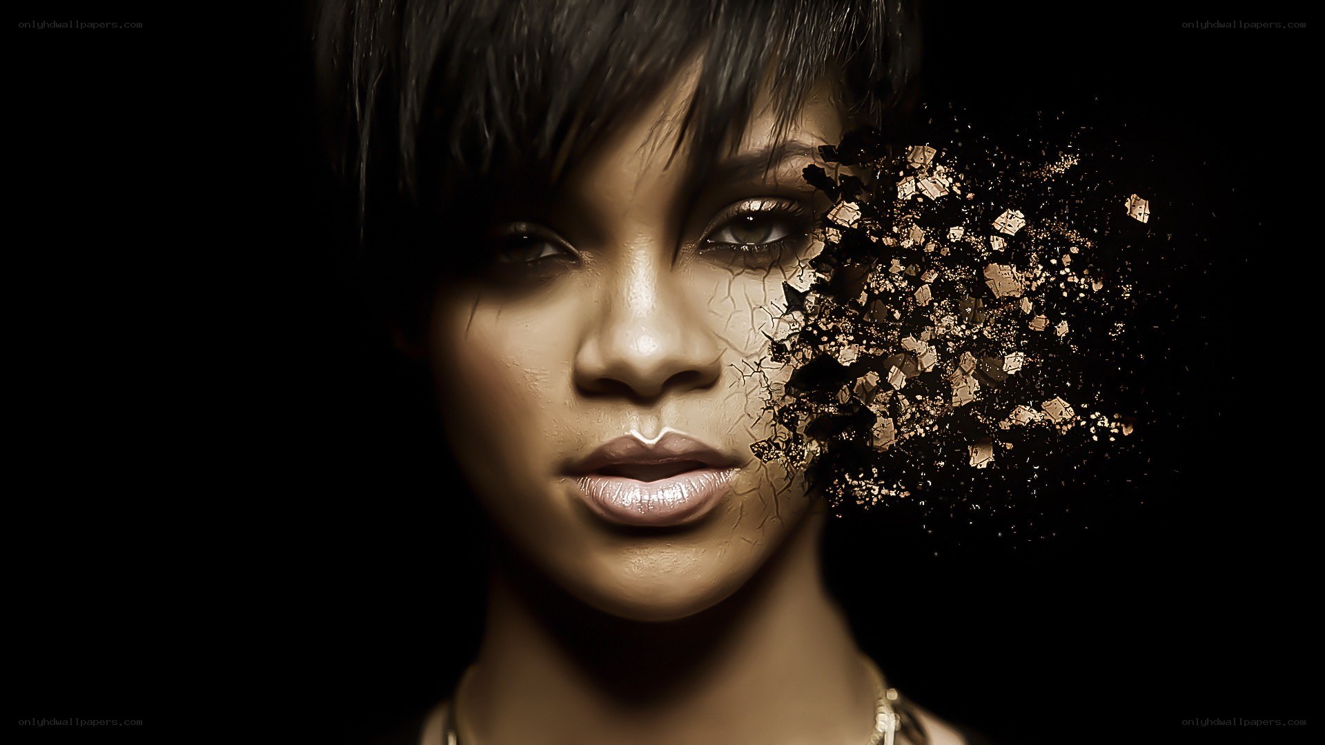 woman with shattered face effect