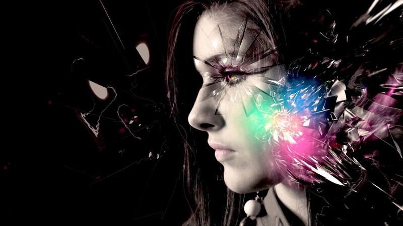 woman with shattered glass effect