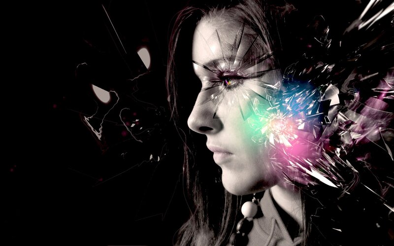 woman with shattered glass effect