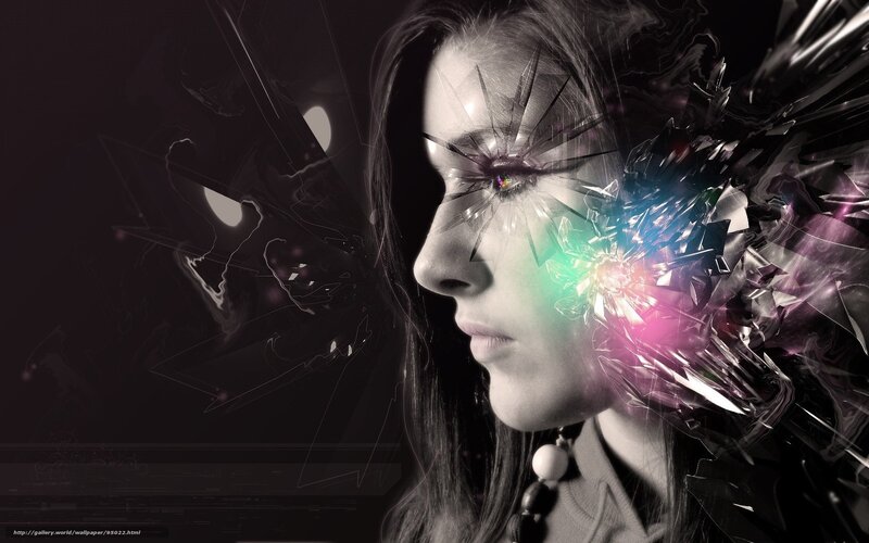 woman with shattered glass effect