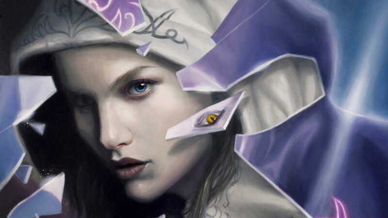 woman with shattered mask