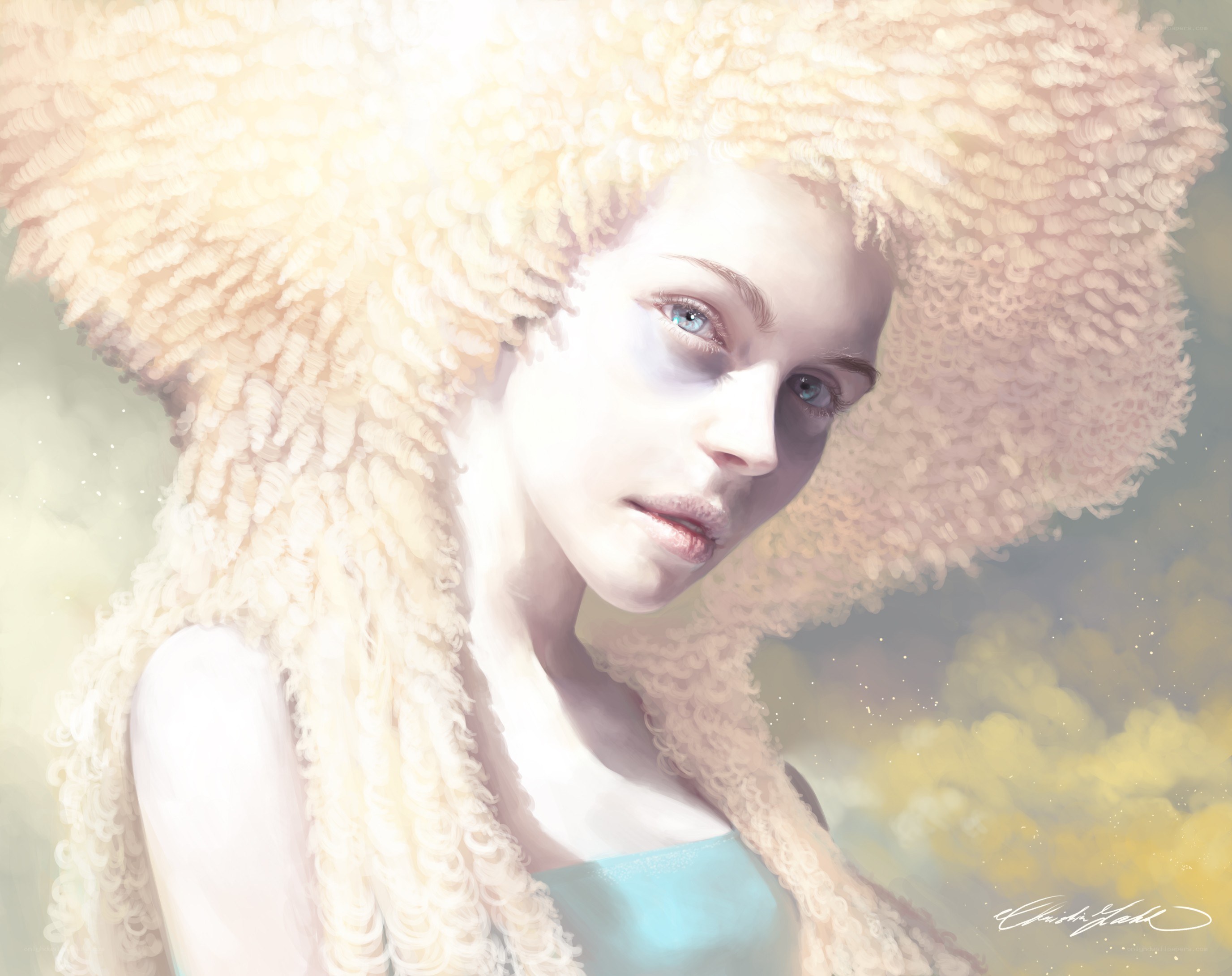 woman with sheepskin hat