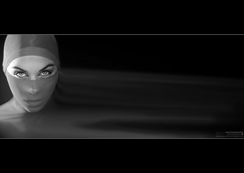 Woman with Sheer Fabric — Black