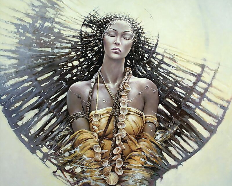 Woman with Shell Necklace — Brown
