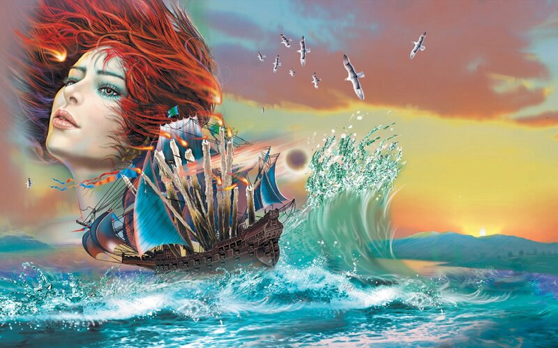 Woman with Ship in Hair