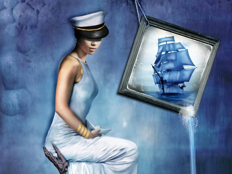 woman with ship portrait