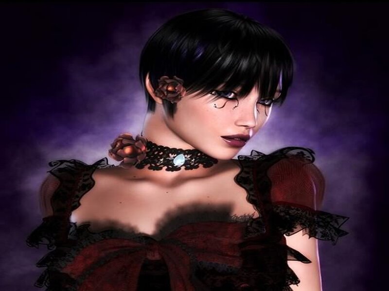 Woman with Short Black Hair — Dramatic, Night