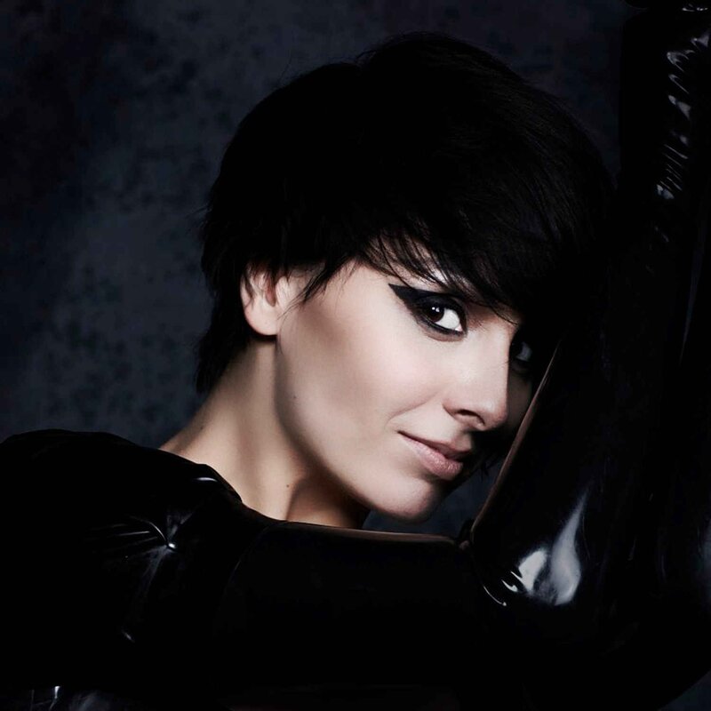 Woman with Short Black Hair — Dramatic, Photograph, Black Clothing