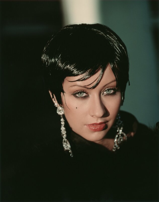 Woman with Short Black Hair — Dramatic, Photograph, Earrings, Makeup