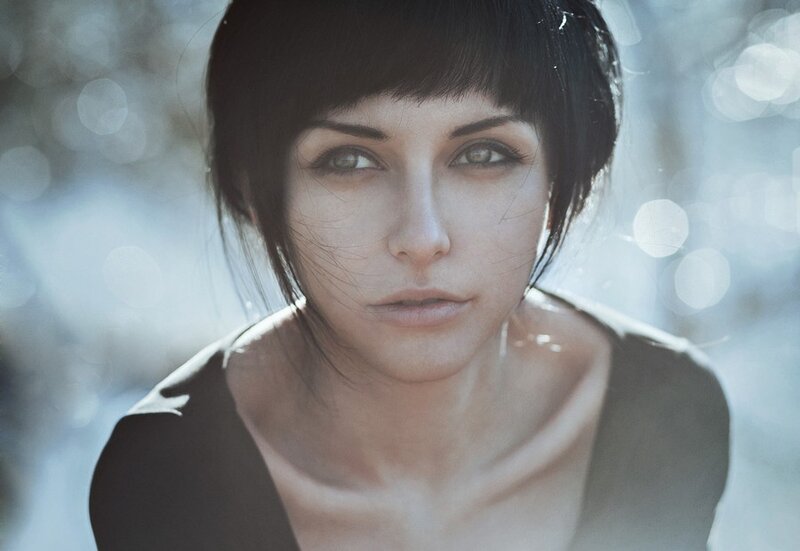 Woman with Short Black Hair — Dramatic, Winter