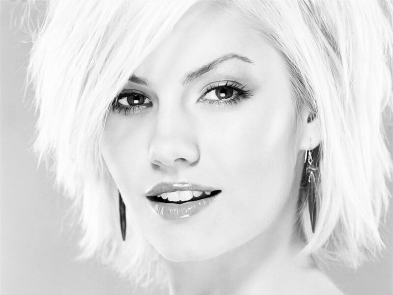 Woman with Short Blonde Hair — Black, Neutral, Photograph, Earrings, Eyes