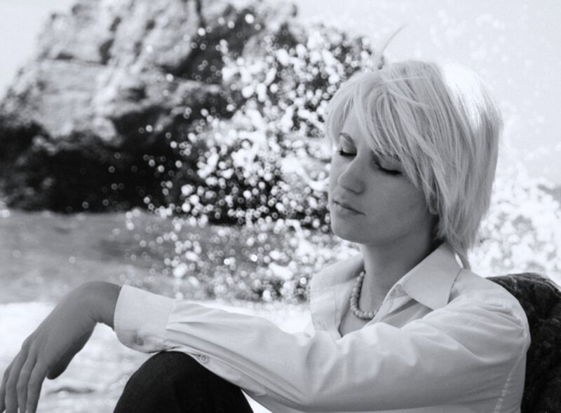 Woman with Short Blonde Hair — Black, Serene