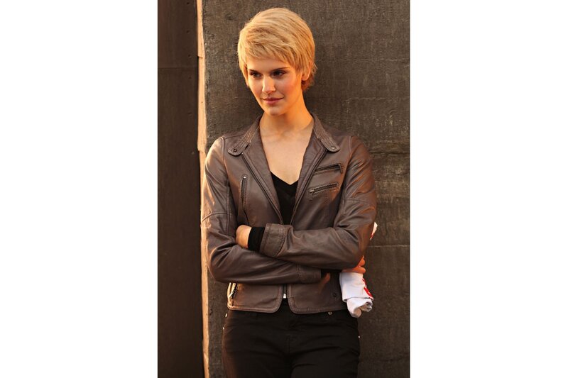 Woman with Short Blonde Hair — Brown, Confident