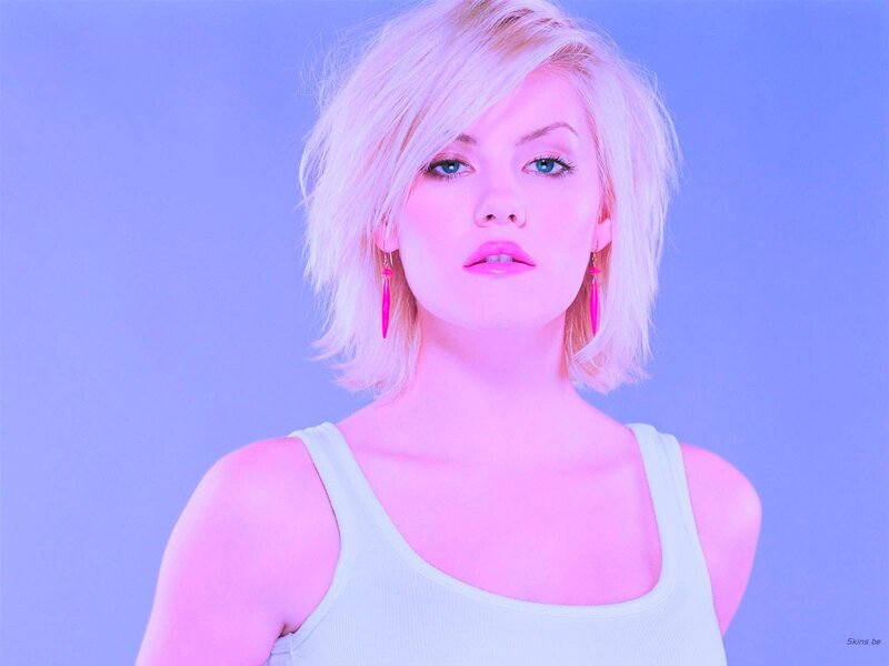 Woman with Short Blonde Hair — Purple, Dramatic, Photograph
