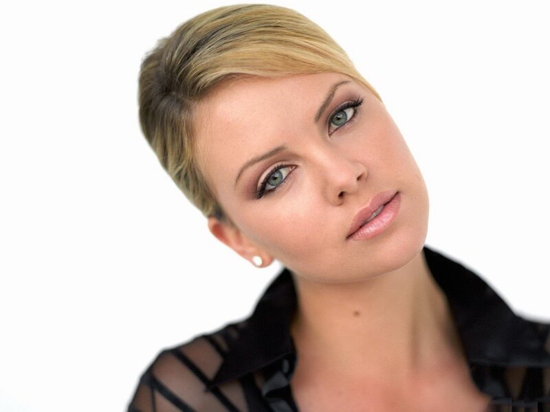 Woman with Short Blonde Hair — White, Neutral, Photograph, Black Top, Earring