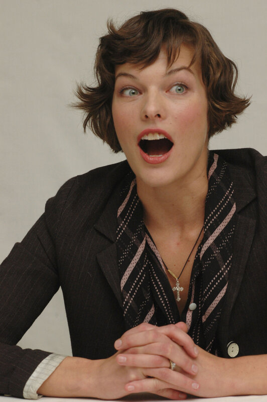 Woman with Short Brown Hair — Black, Surprised