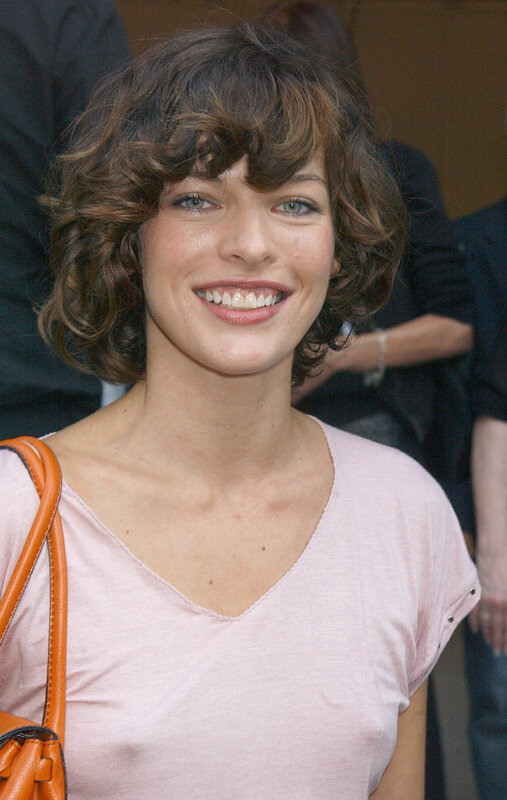 Woman with Short Brown Hair — Pink, Happy