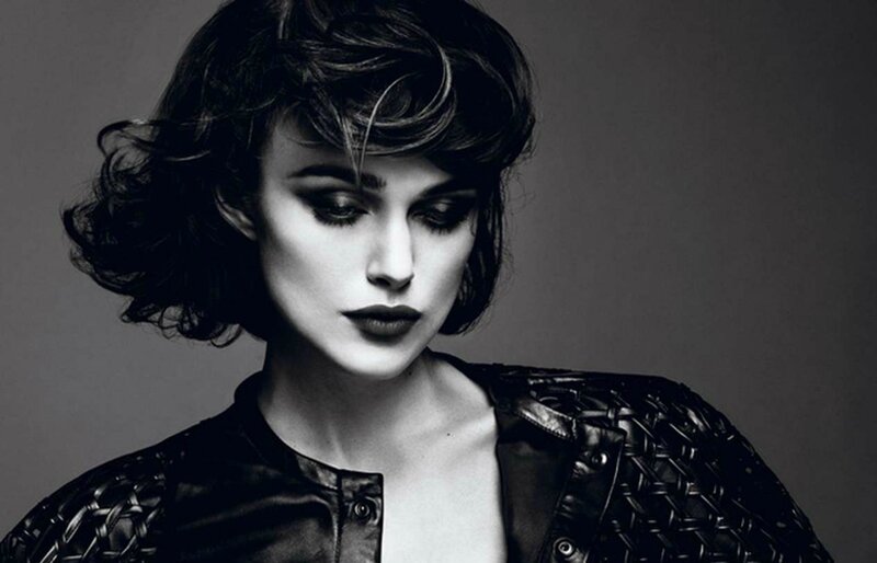 Woman with Short Dark Hair — Black, Dramatic, Photograph, Black Jacket, Makeup