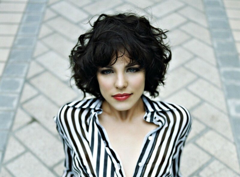 Woman with Short Dark Hair — Black, Neutral, Photograph