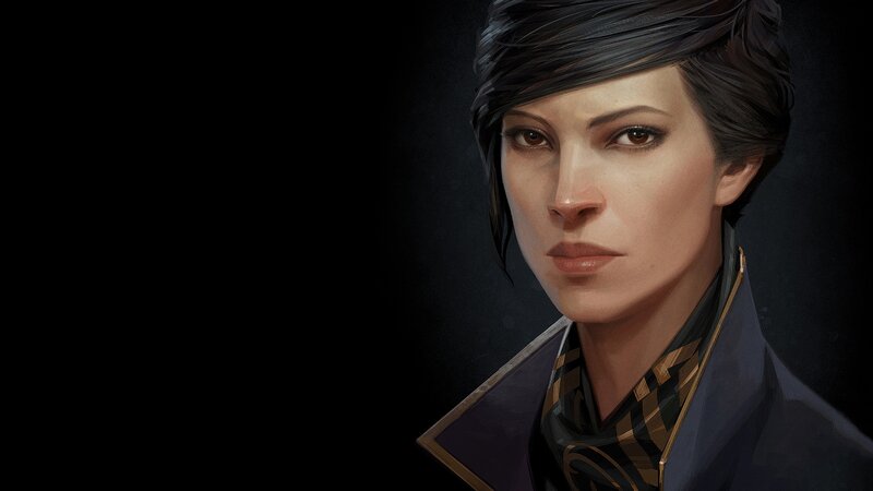 Woman with Short Dark Hair — Black, Serious, Digital Art