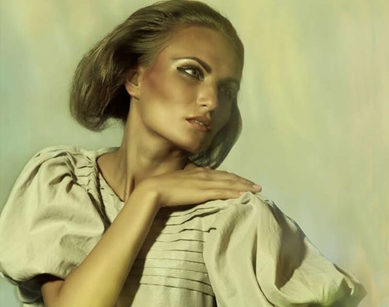 Woman with Short Hair — Beige, Dramatic