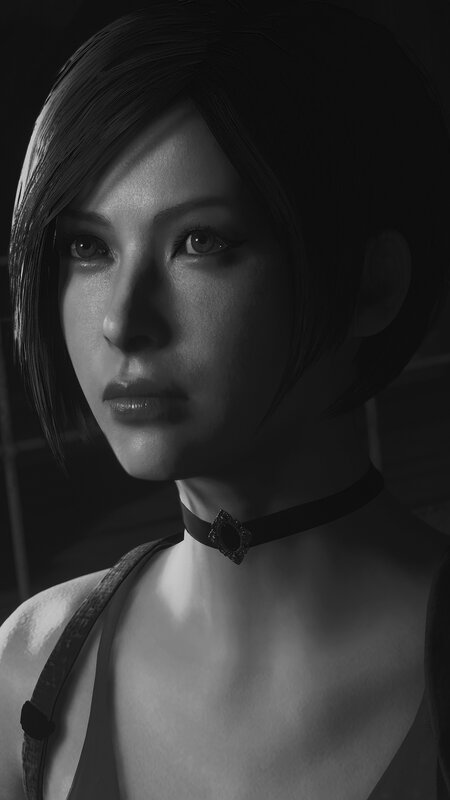 Woman with Short Hair — Black, Dramatic, 3d Render, Choker