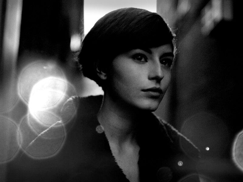 Woman with Short Hair — Black, Dramatic, Night, Photograph