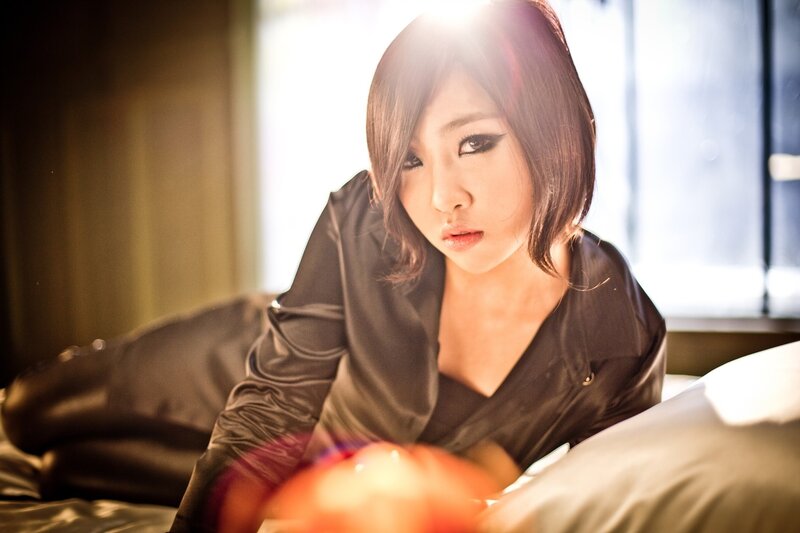 Woman with Short Hair — Black, Dramatic, Photograph, Bed, Pillow