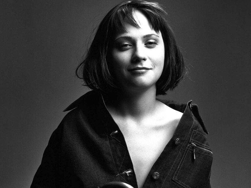 Woman with Short Hair — Black, Dramatic, Photograph, Denim Jacket