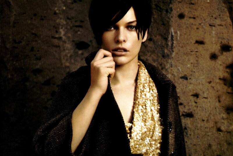 Woman with Short Hair — Black, Dramatic, Photograph, Gold Sequins