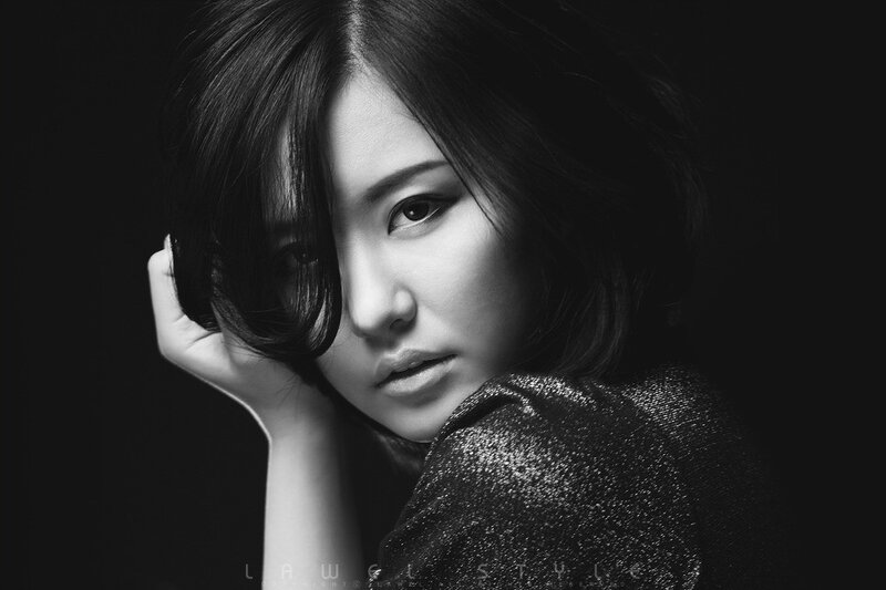 Woman with Short Hair — Black, Dramatic, Photograph, Hand, Shoulder, White