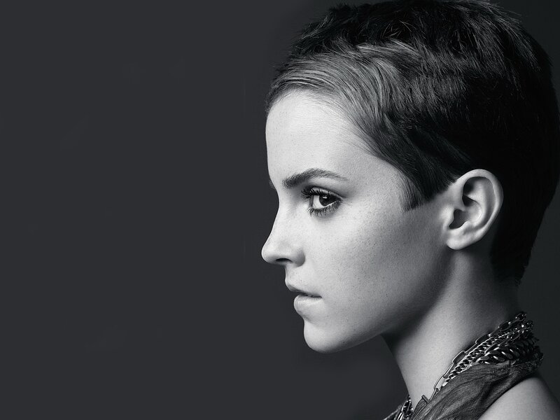 Woman with Short Hair — Black, Dramatic, Photograph, Necklace