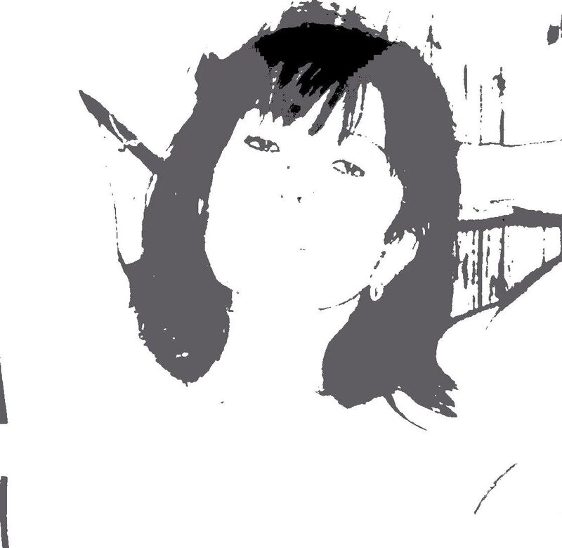 Woman with Short Hair — Black, Neutral, Illustration, Earring