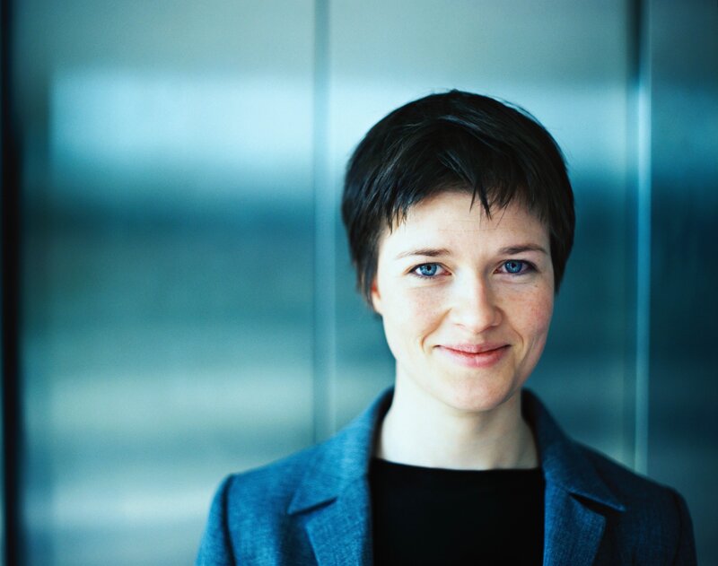 Woman with Short Hair — Blue, Neutral, Photograph, Blazer