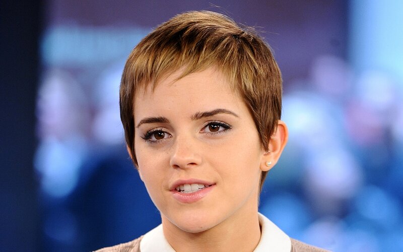 Woman with Short Hair — Blue, Neutral, Photograph, Earring