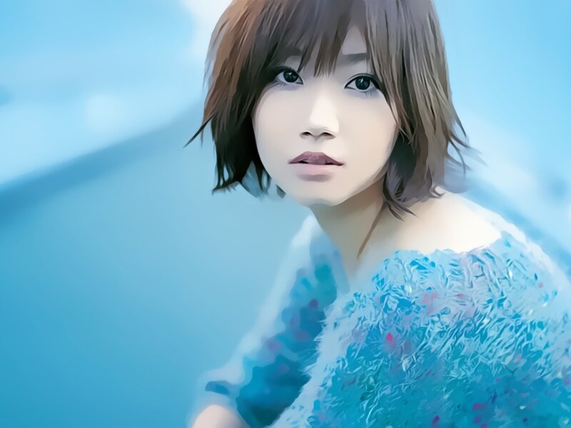 Woman with Short Hair — Blue, Serene, Digital Art