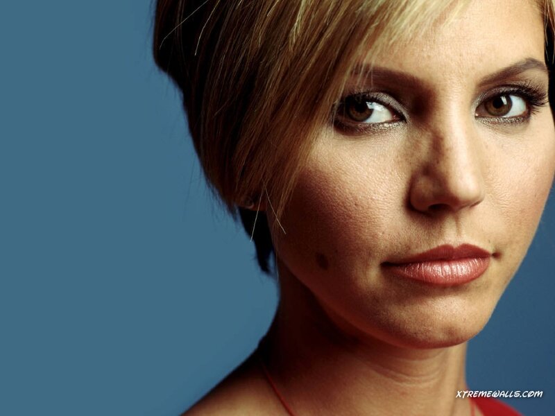 Woman with Short Hair — Blue, Serious, Photograph