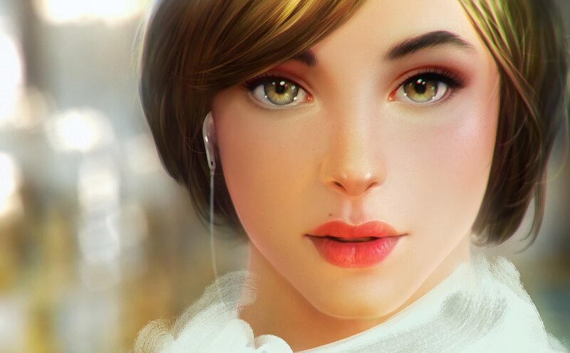 Woman with Short Hair — Brown, Calm, Digital Art